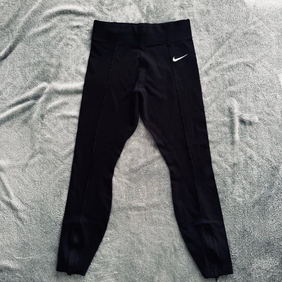 Nike Pants - Nike Black Thick Material Front Seam - High Waisted Leggings with Ankle Zips - S